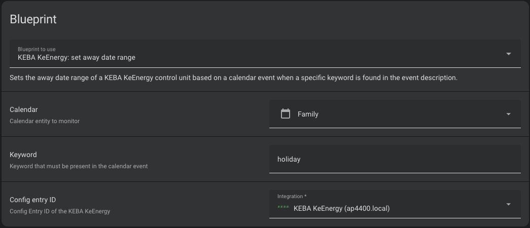 Blueprint to set the away date range